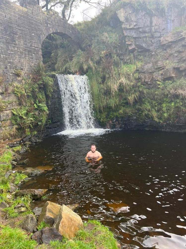 Solna walkers in a Lake District waterfall pool