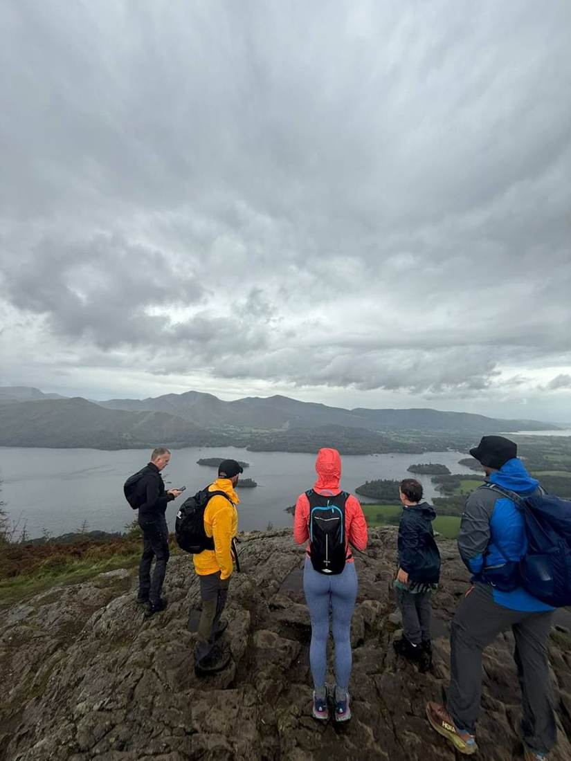 A group looking out over Derwent Water