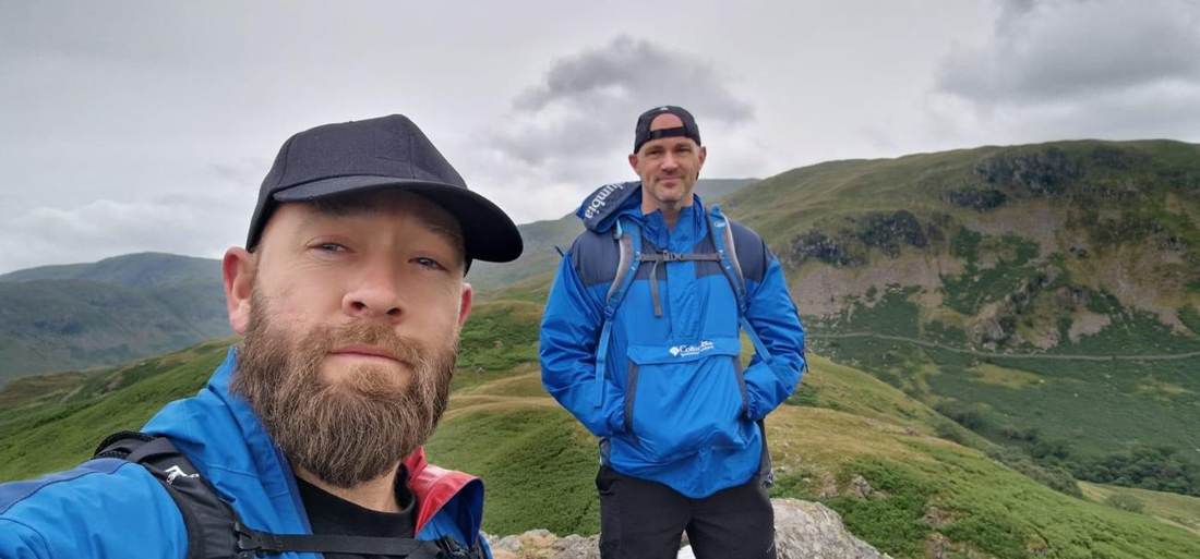 Jimmy and Tom on a Lake District fell above Grasmere